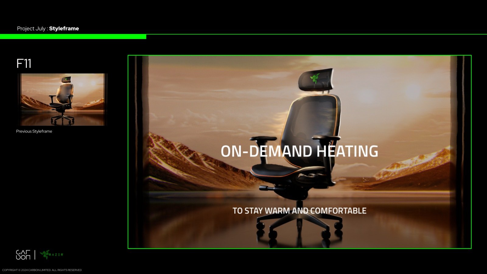 Client styleframe · The heating feature, environment and supers developed together.