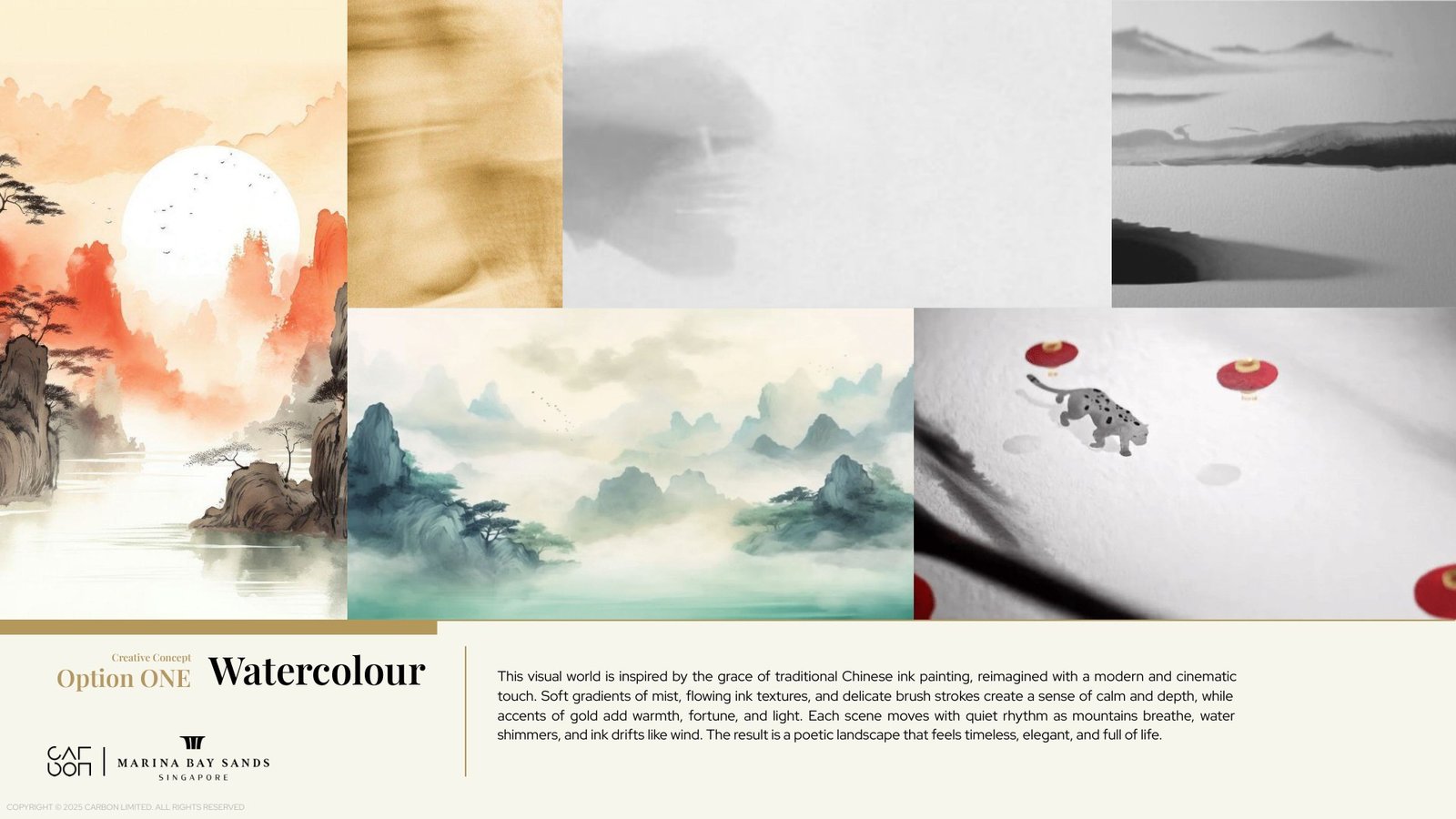 Visual research: the selected ink and paper direction.