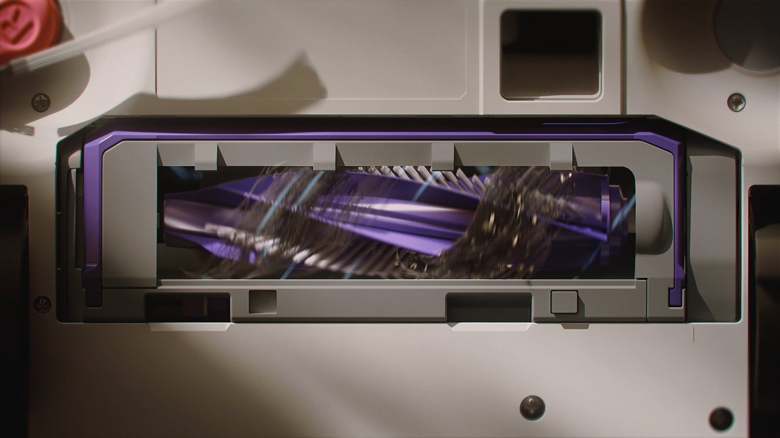 CG reveals the brush chamber beneath the robot.